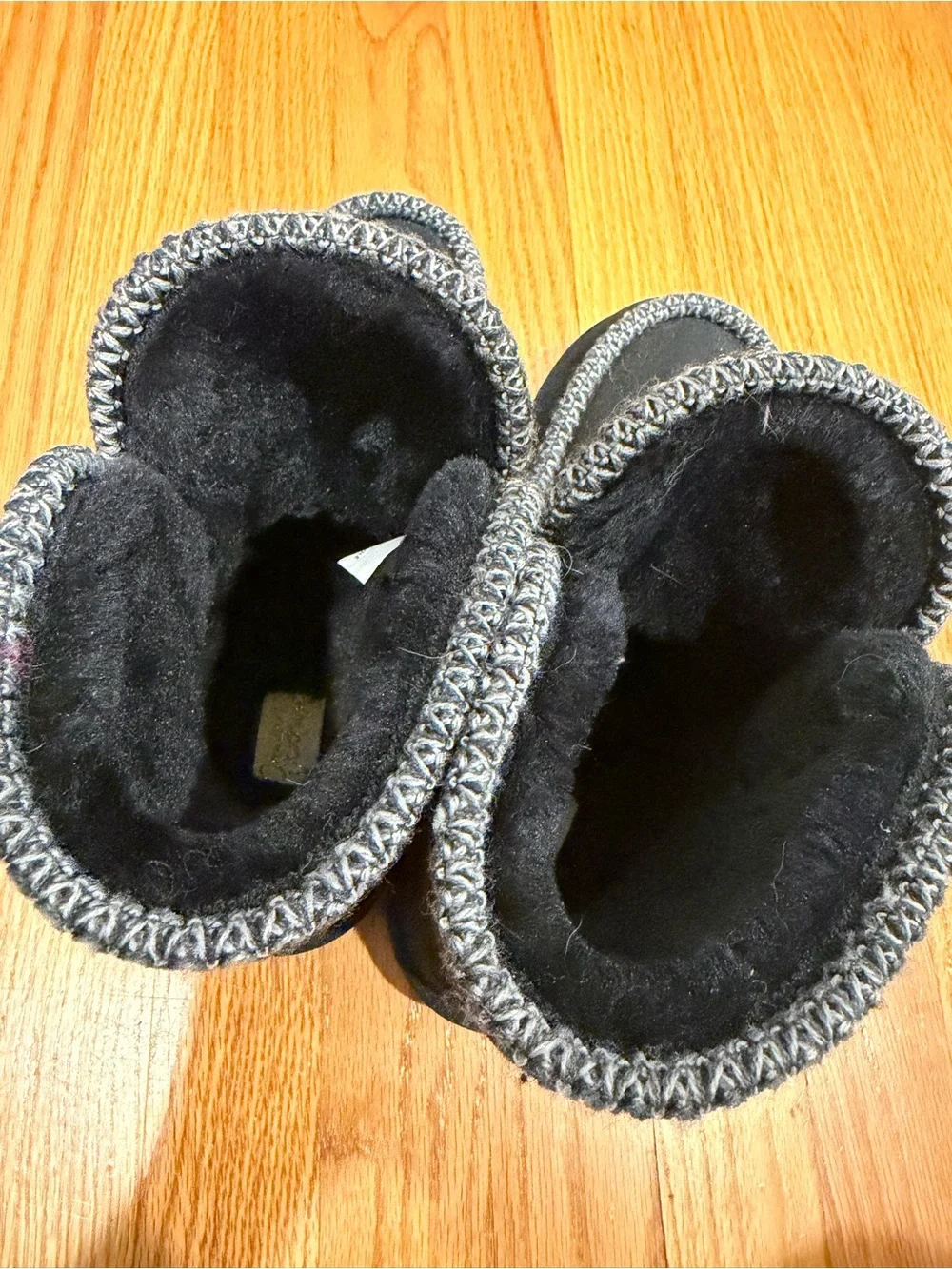 Crown Vintage Black Suede Winter Boots with Gray Trim